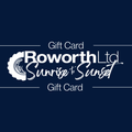 Roworth Ltd gift card design with logo and text on a blue background