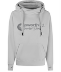Gray hoodie with 'Roworth Ltd Sunrise to Sunset' mid grey text on a grey background