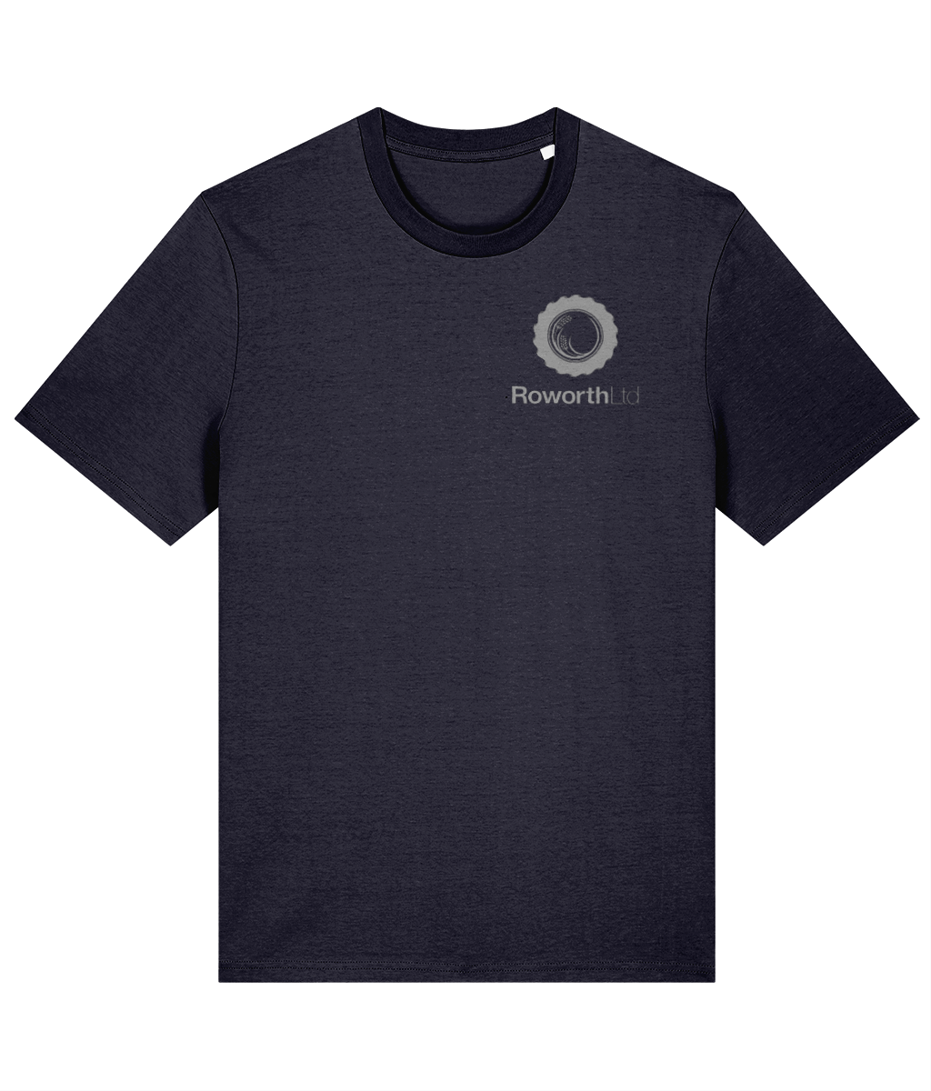 Roworth Ltd classic t-shirt in navy with print chest logo, premium British agricultural clothing