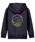 Roworth Ltd kids hoodie in navy with Little Farmer Big Dreams tractor design, agricultural clothing for children