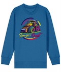 Roworth Ltd NextGen kids tractor sweater in blue with sunrise to sunset design, British agricultural clothing