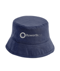 Navy bucket hat with embroidered Roworth Ltd logo, casual farming and outdoor lifestyle headwear