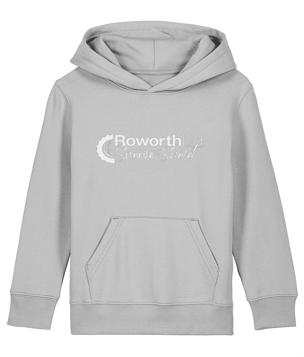 Roworth Ltd signature kids hoodie in grey with logo design, British agricultural kidswear