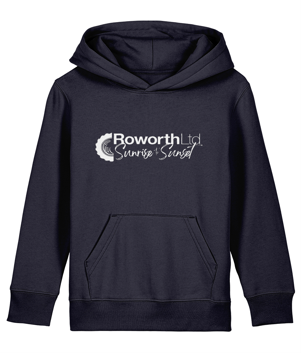 Roworth Ltd signature kids hoodie in navy with logo design, British agricultural clothing