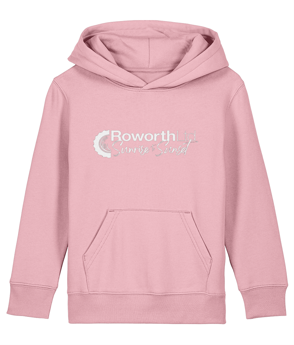Roworth Ltd signature kids hoodie in pink with logo design, British agricultural kidswear
