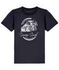 Roworth Ltd kids t-shirt in navy with sunrise to sunset tractor design, British agricultural clothing for children